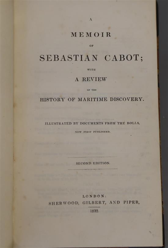 [Biddle, Richard] - A Memoir of Sebastian Cabot, 8vo, half calf, Sherwood, Gilbert and Piper, London 1832